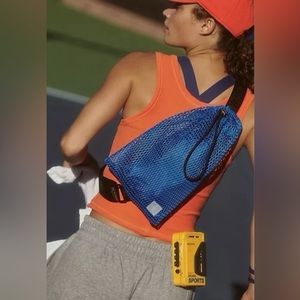 Free People Movement small black mesh sling bag